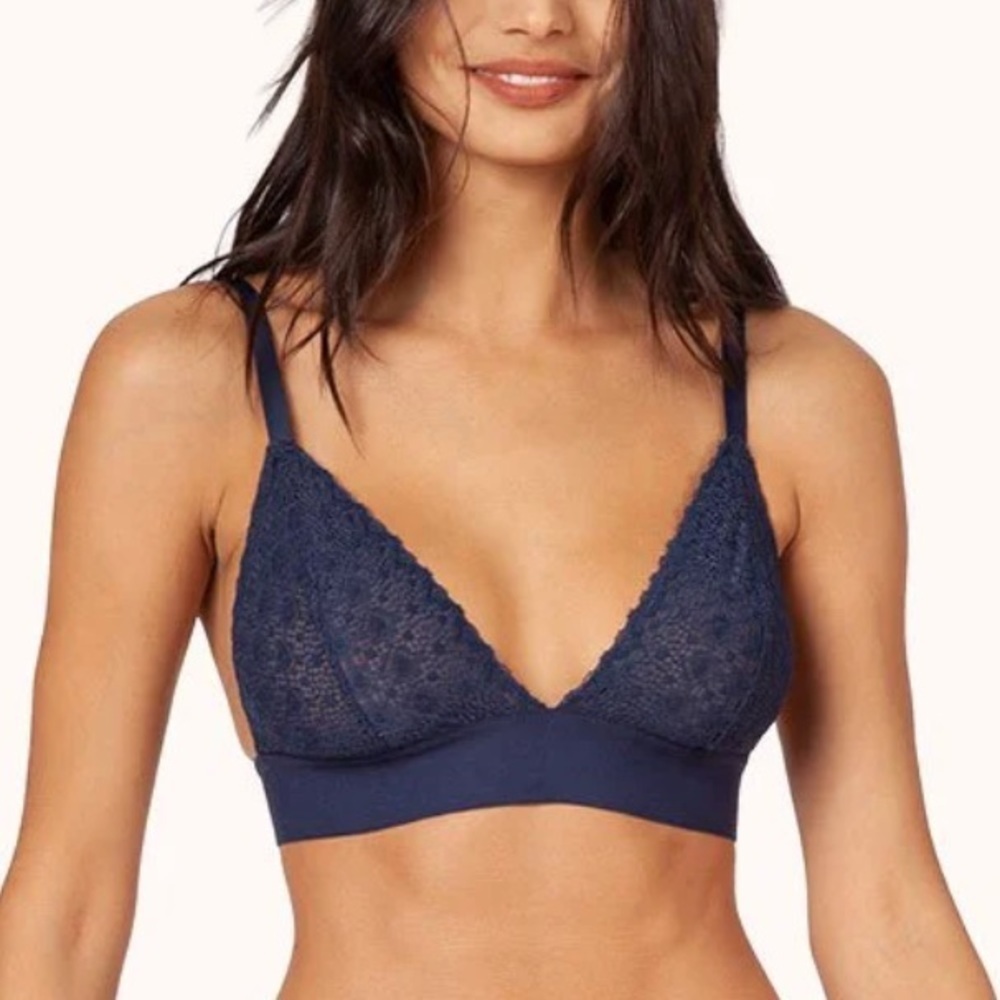 NWT Lively The Crochet Lace Bralette in Navy Blue